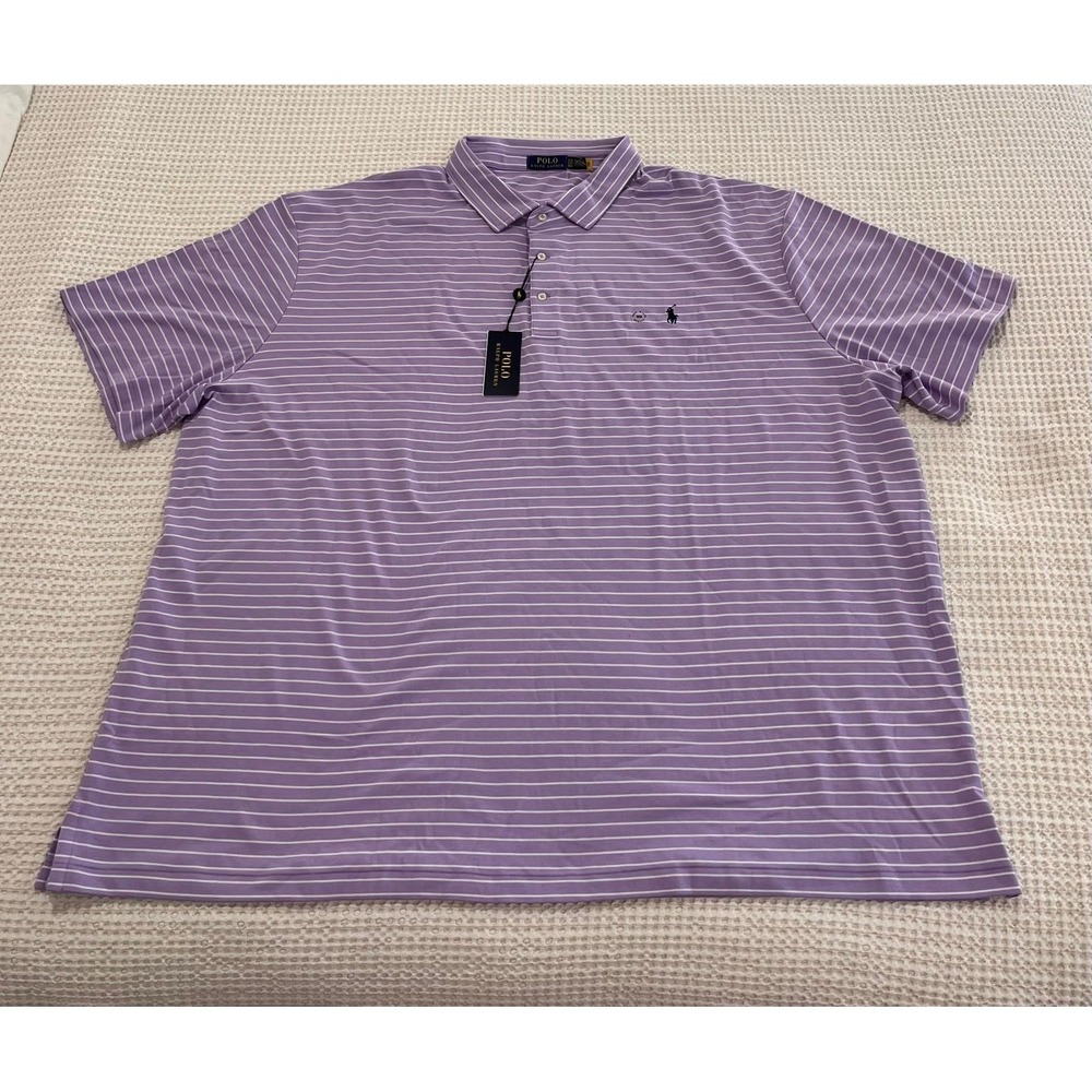 NEW Polo Ralph Lauren Polo Shirt 5XB Big Purple Striped Soft Cotton Pony